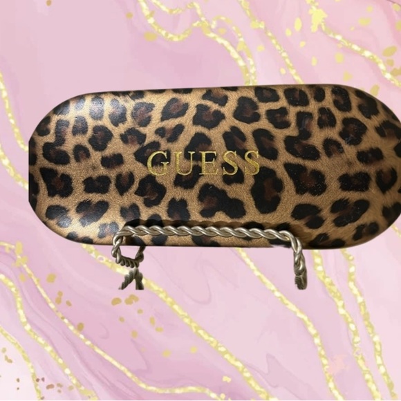GUESS Leopard Print Brown/Black Eyeglass Case, Black Velvet inside. - Picture 1 of 10